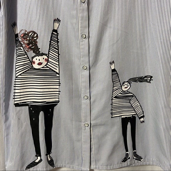 Kookastyle Striped Oversized Button Down Tunic Size Small - Picture 3 of 13